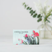 Waterverf Tulips Bouquet Illustrator Florist Visitekaartje (Staand voorkant)