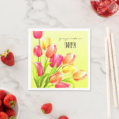 Waterverf Tulips Bouquet Monogram Servet (Insitu)