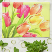 Waterverf Tulips Bouquet Monogram Theedoek (Gevouwen)