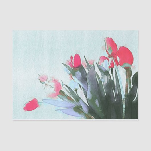 Waterverf Tulips Bouquet Spring Illustration Tissuepapier (Voorkant)