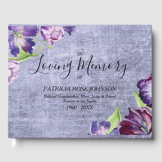 Waterverf Tulips Memorial Funeral Herdenking Gastenboek (Voorkant)