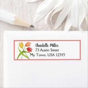 Waterverf Tulips Return-adres Etiket