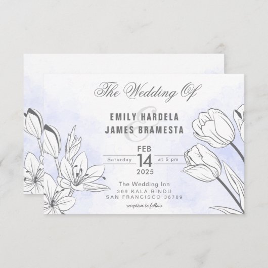 Waterverf Tulips Weddenschap Kaart (Voorkant / Achterkant)