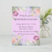 Waterverf Tulp Bloemen Pasen Brunch & Eierjacht Kaart (Staand voorkant)