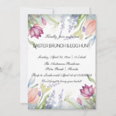 Waterverf Tulp Bloemen Pasen Brunch & Eierjacht Kaart (Voorkant)