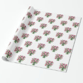 Waterverf Tulp Boeket Bloemenpatroon Cadeaupapier (Uitgerold)