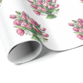 Waterverf Tulp Boeket Bloemenpatroon Cadeaupapier (Rol Hoek)