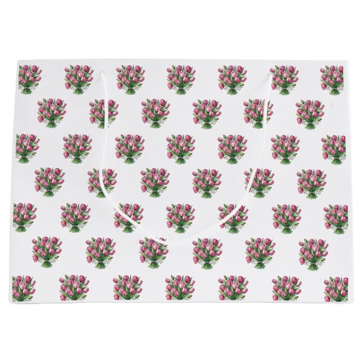 Waterverf Tulp Boeket Bloemenpatroon Groot Cadeauzakje (Voorkant)