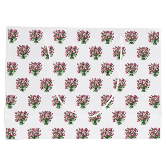 Waterverf Tulp Boeket Bloemenpatroon Groot Cadeauzakje (Achterkant)