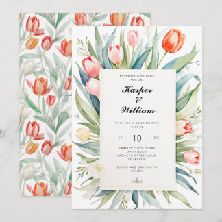 Waterverf tulp bruiloft kaart