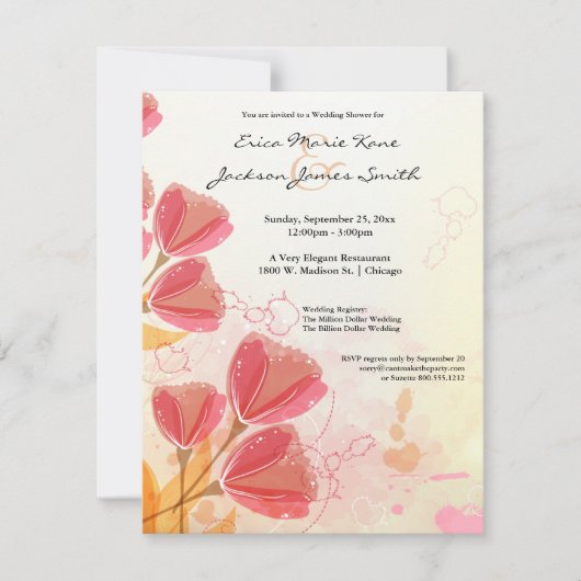 Waterverf Tulp bruiloft Shower uitnodigen Kaart (Voorkant)