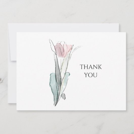 Waterverf Tulp Eenvoudige Begrafenis Dank U II Bedankkaart (Voorkant)