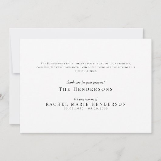 Waterverf Tulp Eenvoudige Begrafenis Dank U II Bedankkaart (Achterkant)