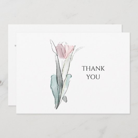 Waterverf Tulp Eenvoudige Begrafenis II Dank U Bedankkaart (Voorkant / Achterkant)