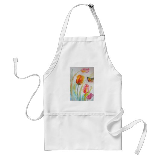 Waterverf Tulp Flower Floral Art Kitchen Schort (Voorkant)