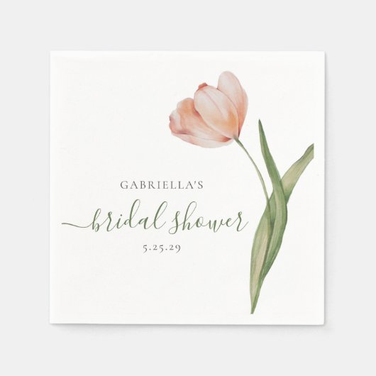 Waterverf Tulp Groen Bruidsdiner Servet (Voorkant)
