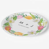 Waterverf Tulp Roze en Wit Huwelijk Proost Papieren Bordje (Gekanteld)