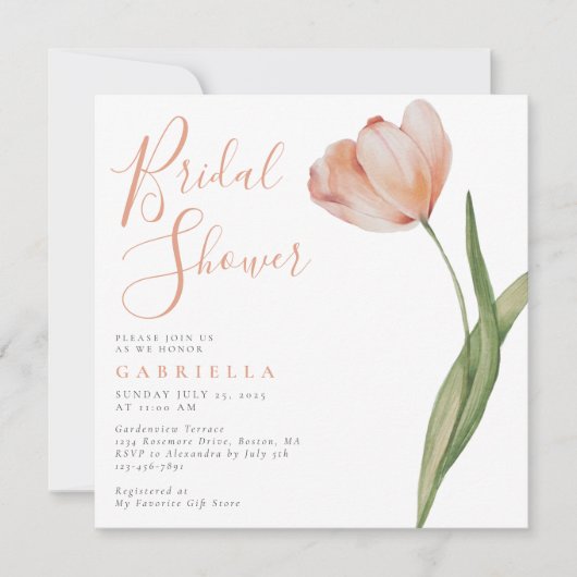 Waterverf Tulp Vrijgezellenfeest Kaart (Voorkant)