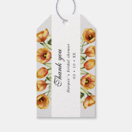 Waterverf tulpen bedankt cadeaulabel