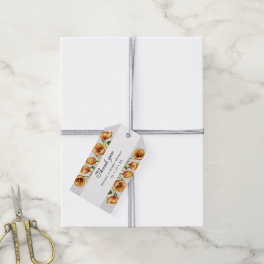 Waterverf tulpen bedankt cadeaulabel (Met Touw)