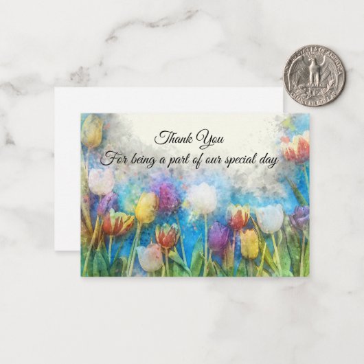 Waterverf Tulpen Bedankt kaarten Notitiekaartje (Voorkant / Achterkant in situ)