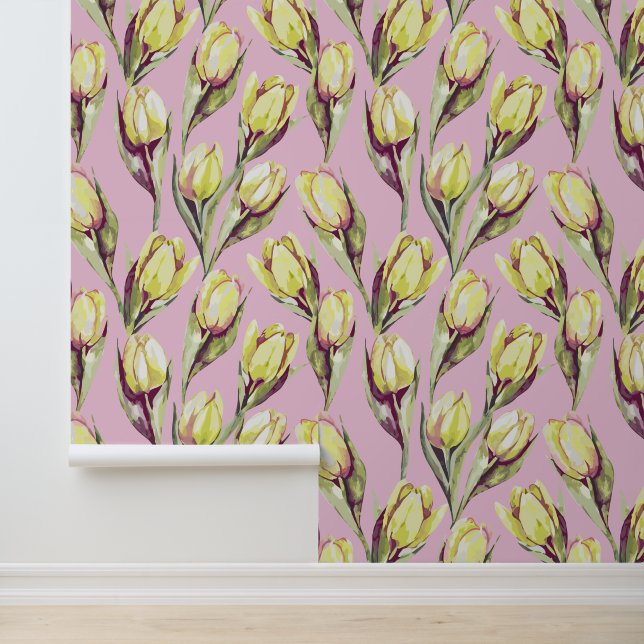 Waterverf Tulpen Behang (Applicatie)