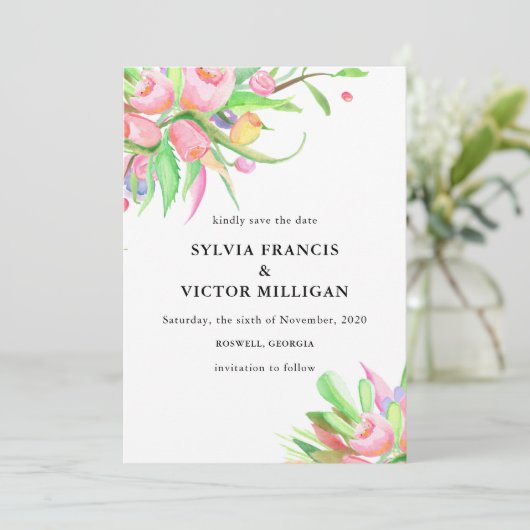 Waterverf Tulpen Bewaar de datum Save The Date (Staand voorkant)