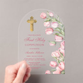 Waterverf Tulpen Boog Eerste Communie Acryl Uitnodigingen (Insitu (Draagbaar))