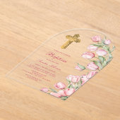 Waterverf tulpen boogdoop acryl uitnodigingen (Laagn)