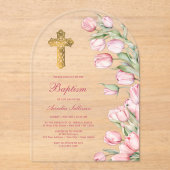 Waterverf tulpen boogdoop acryl uitnodigingen (Voorkant)