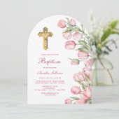 Waterverf tulpen boogdoop kaart (Staand voorkant)