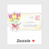  Waterverf Tulpen Briefkaart Stempel Adres Sticker (Vel)