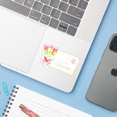  Waterverf Tulpen Briefkaart Stempel Adres Sticker (Laptop met iPhone)