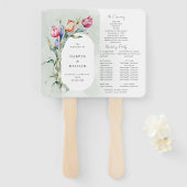 Waterverf tulpen bruiloft programma handwaaier (Voorkant en achterkant)