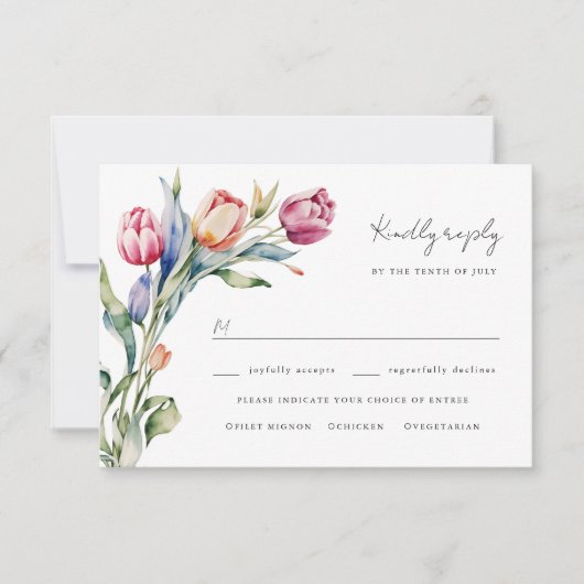 Waterverf tulpen bruiloft RSVP (Voorkant)