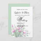 Waterverf tulpen, bruiloft uitnodiging (Voorkant / Achterkant)