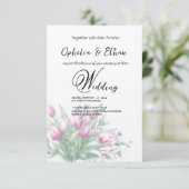 Waterverf tulpen, bruiloft uitnodiging (Staand voorkant)