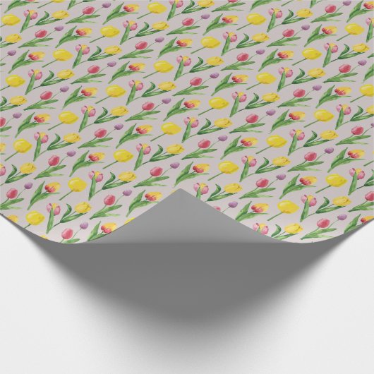 Waterverf Tulpen Cadeaupapier (Hoek)