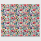 Waterverf Tulpen Cadeaupapier (Vlak)