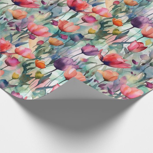 Waterverf Tulpen Cadeaupapier (Hoek)