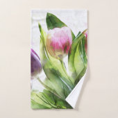 Waterverf Tulpen en bladeren Bad Handdoek (Handdoek)