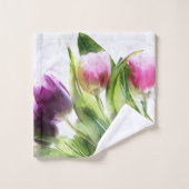Waterverf Tulpen en bladeren Bad Handdoek (Wasdoekje)