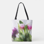 Waterverf Tulpen en bladeren Tote Bag (Achterkant)