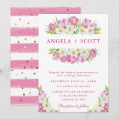 Waterverf Tulpen en narcissen bruiloft Kaart (Voorkant / Achterkant)