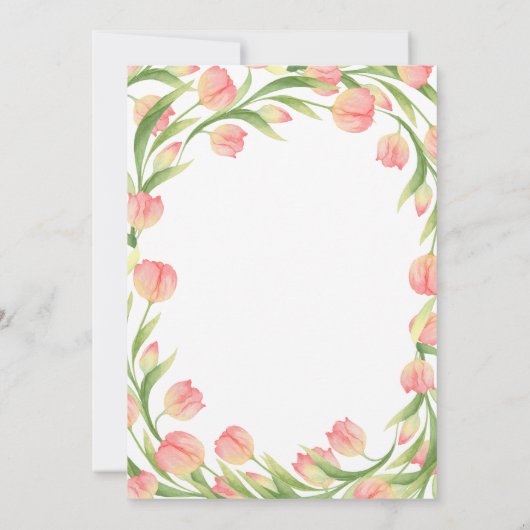 Waterverf Tulpen en rabbijn Pasen Brunch Kaart (Achterkant)