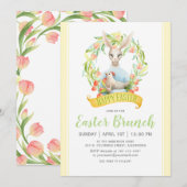 Waterverf Tulpen en rabbijn Pasen Brunch Kaart (Voorkant / Achterkant)