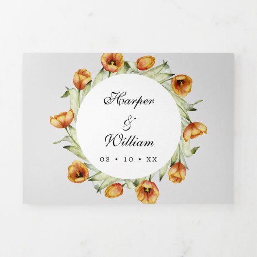 Waterverf tulpen in één keer drieluik uitnodiging (Cover)