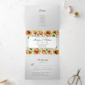 Waterverf tulpen in één keer drieluik uitnodiging (Binnen)