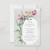Waterverf tulpen lente bruiloft details RSVP kaartje (Voorkant)