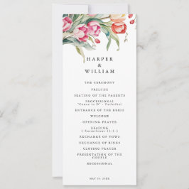 Waterverf tulpen lente bruiloft programma